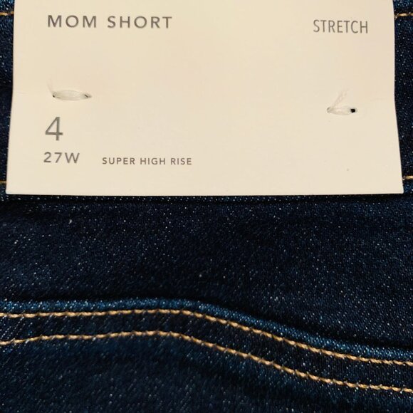 American Eagle Mom Shorts Stretch Denim Super High Rise Indigo Cotton Size 4 27 - Picture 15 of 16